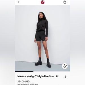 Lululemon align bike short 6inch